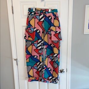 AKIRA Pink and Blue Cargo Pants Resort Wear